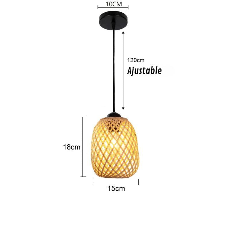 Suspension en bambou de style chinois, luminaire style rotin tressé