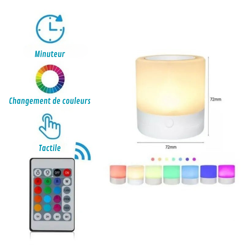 Veilleuse , Mini lampe chevet à capteur tactile LED 7 couleurs