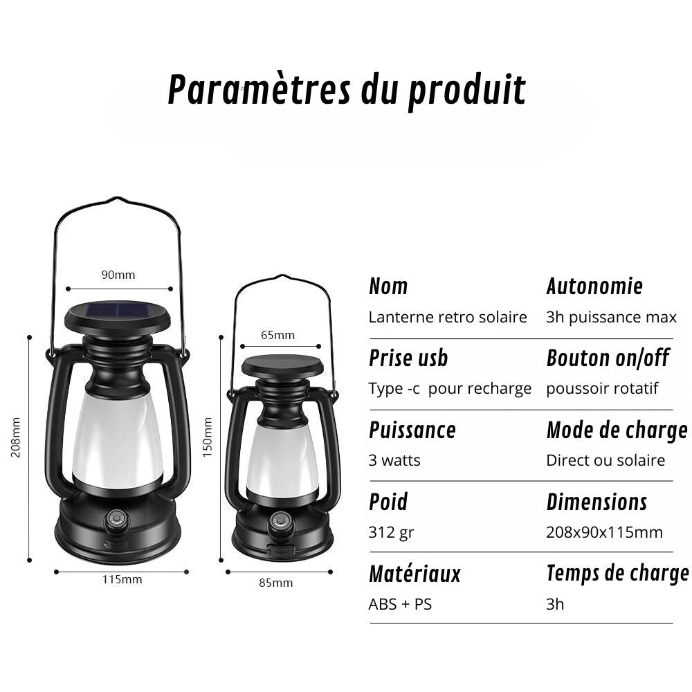paramètres lanterne solaire