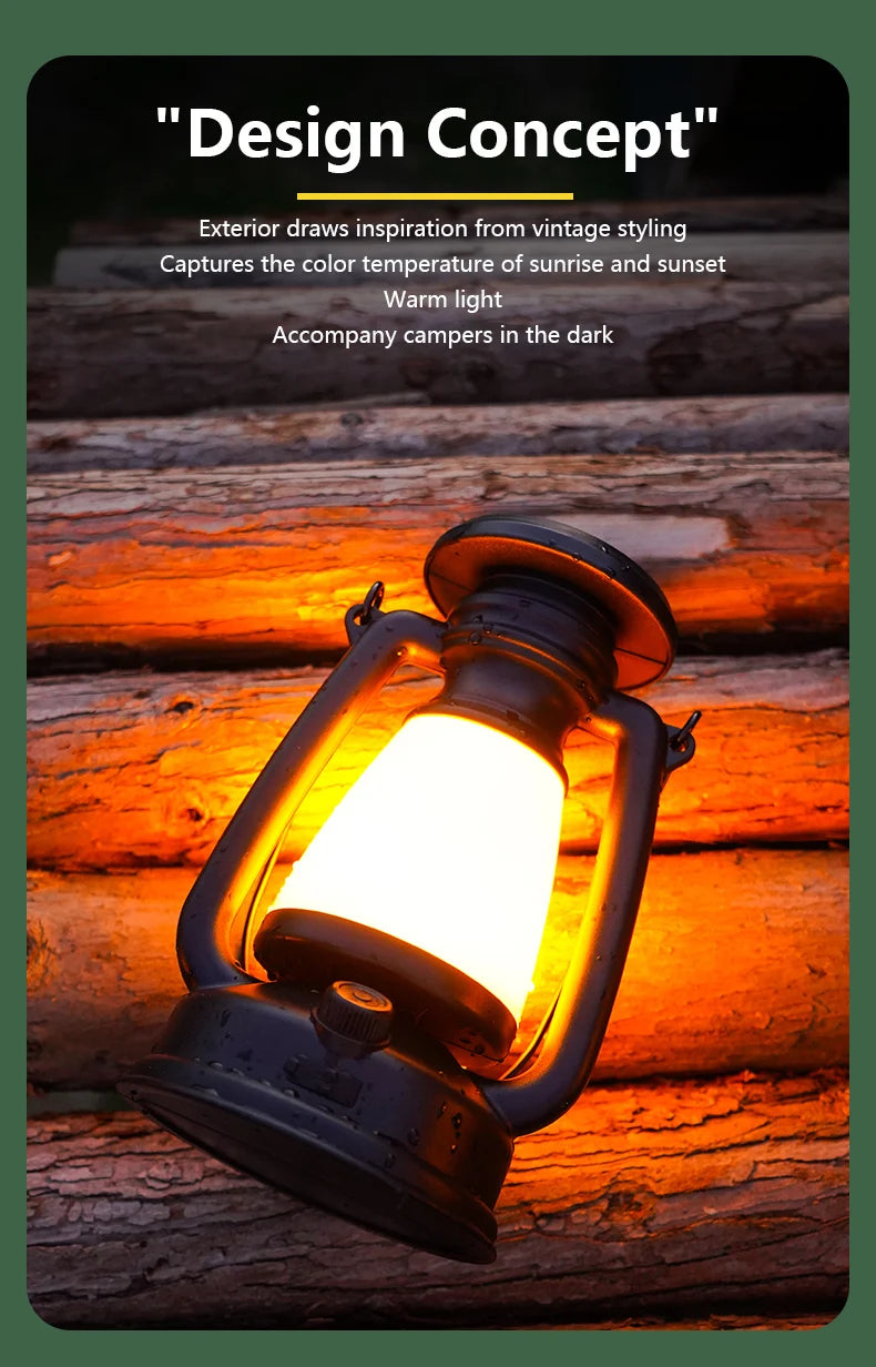 Lampe de camping rechargeable USB & Solaire - Lanterne de camping portable.