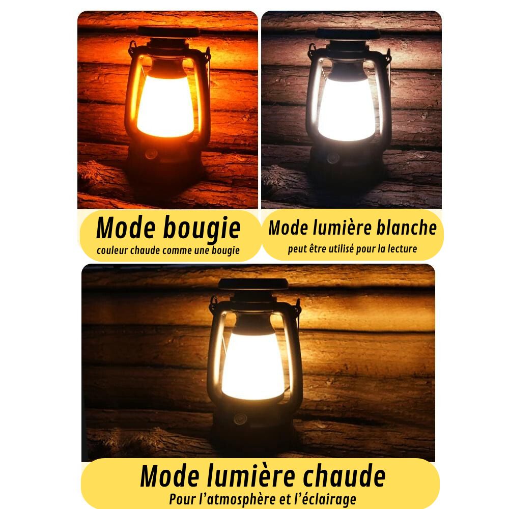 Lampe de camping rechargeable USB & Solaire - Lanterne de camping portable.