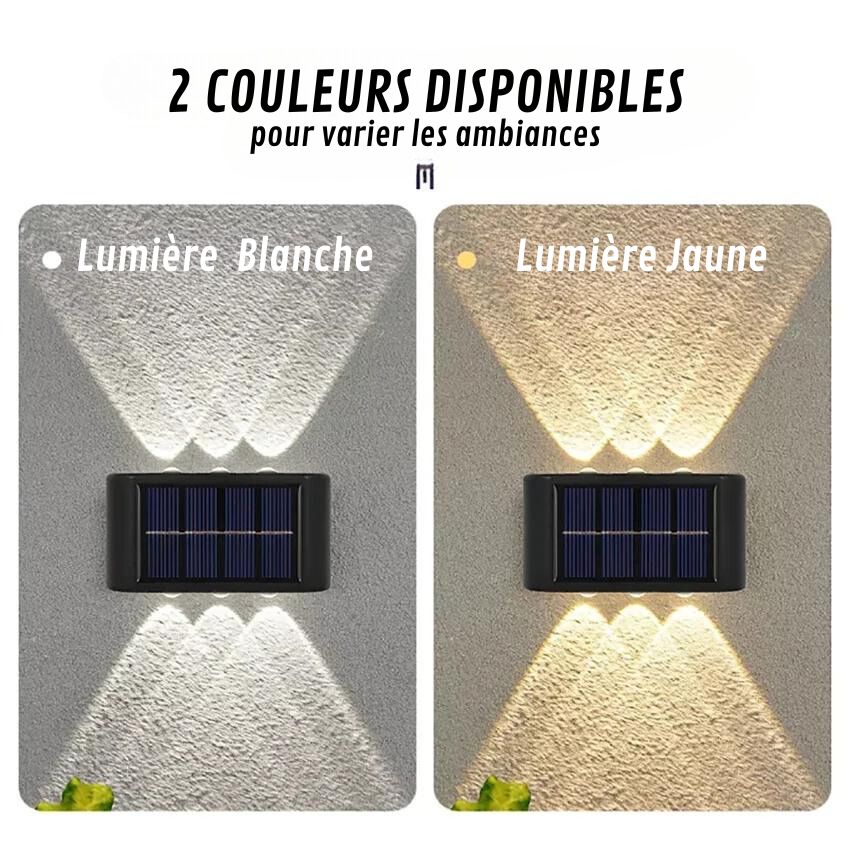 Applique murale solaire extérieure étanche éclairage vers le haut et bas - Habitat Bois Lumière