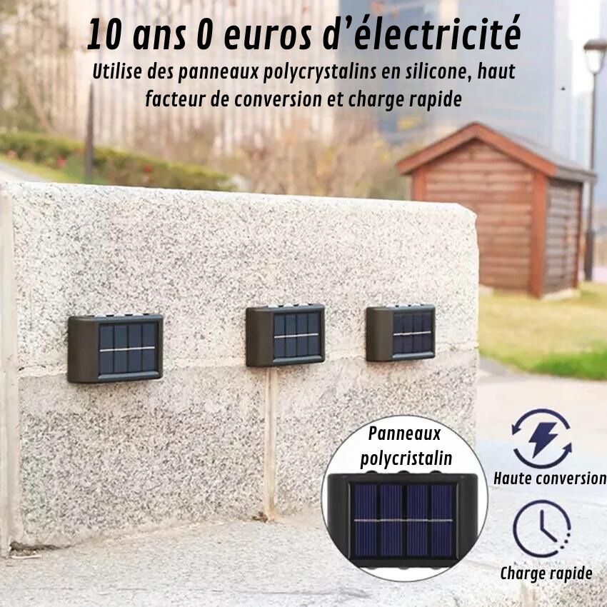 Applique murale solaire extérieure étanche éclairage vers le haut et bas - Habitat Bois Lumière