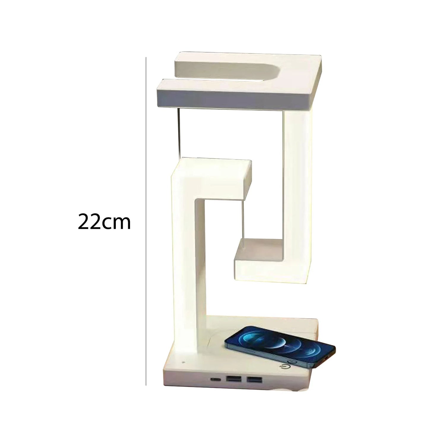 Lampe de chevet lévitation LED avec chargeur sans fil 10W - Habitat Bois Lumière