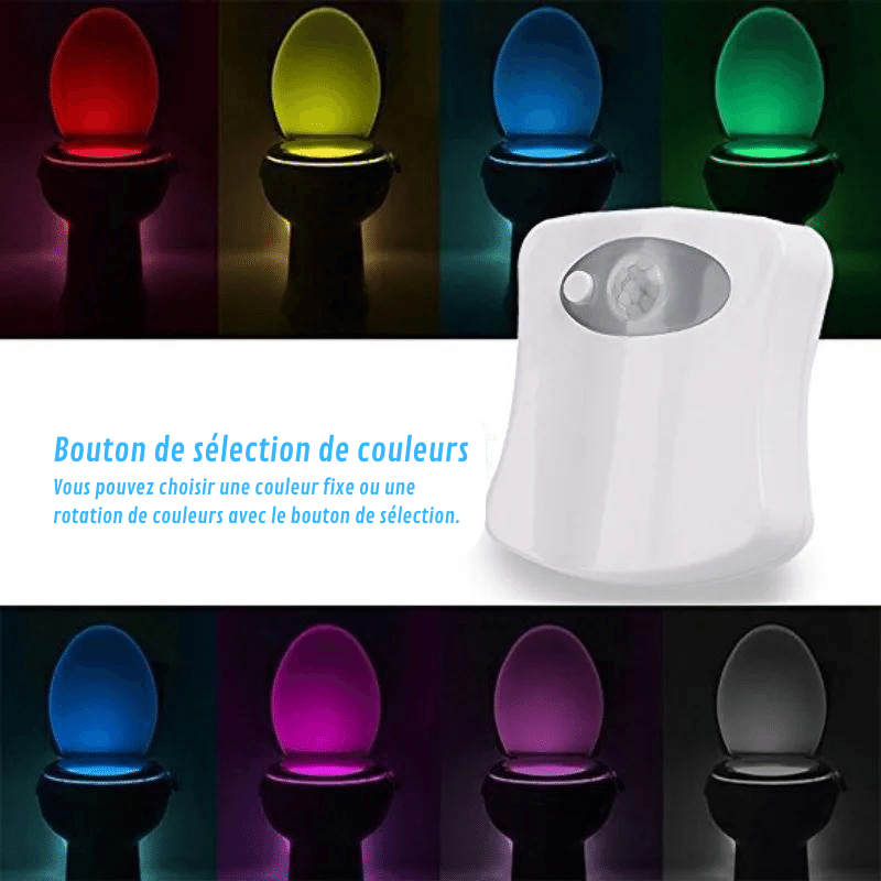 Lampe de nuit pour toilettes, Capteur de mouvement PIR8/16 couleurs - Habitat Bois Lumière