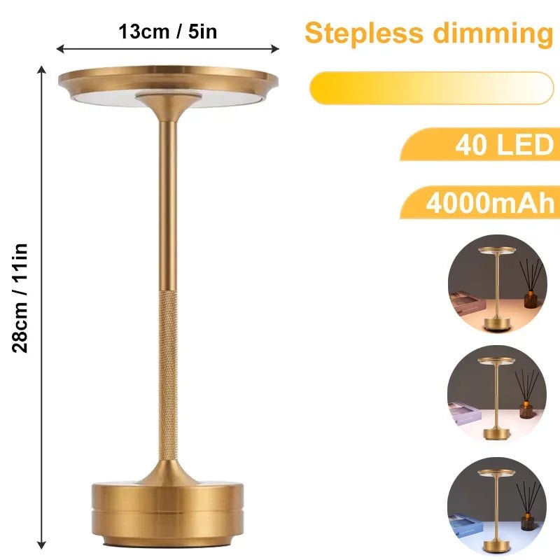 Lampe de table LED en aluminium avec fonction tactile, portable et sans fil - Habitat Bois Lumière