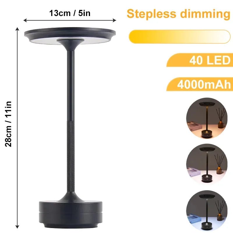 Lampe de table LED en aluminium avec fonction tactile, portable et sans fil - Habitat Bois Lumière