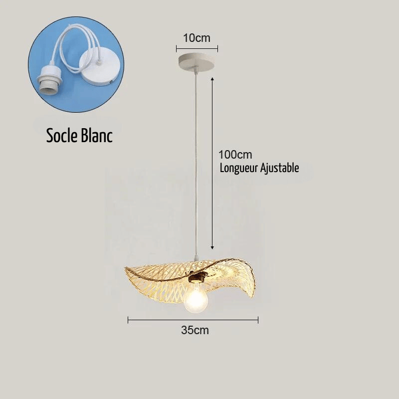 Lampe suspendue en bambou imitation rotin, tressé à la main - Habitat Bois Lumière