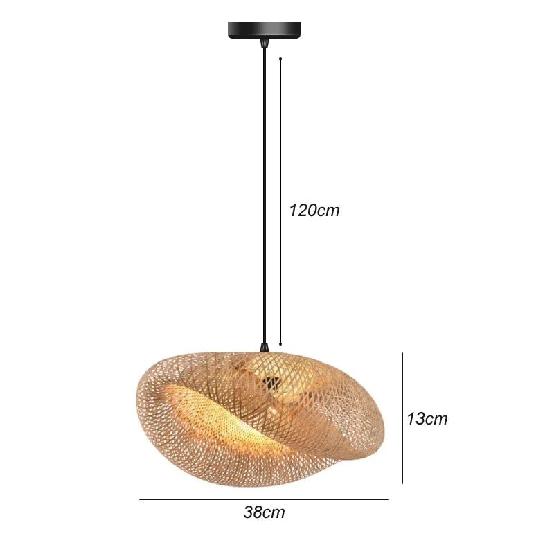 Lampe suspendue en bambou imitation rotin, tressé à la main - Habitat Bois Lumière
