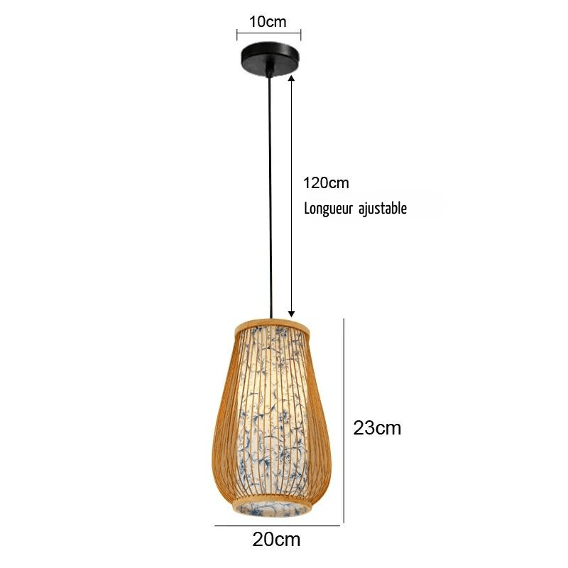 Lampe suspendue en bambou imitation rotin, tressé à la main - Habitat Bois Lumière