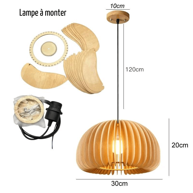 Lampe suspendue en bambou imitation rotin, tressé à la main - Habitat Bois Lumière