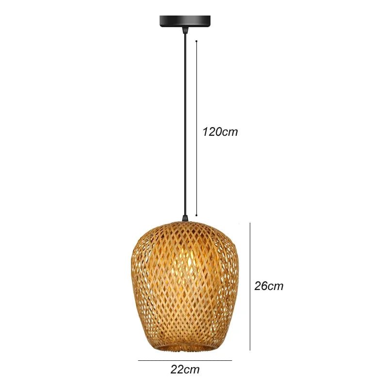 Lampe suspendue en bambou imitation rotin, tressé à la main - Habitat Bois Lumière