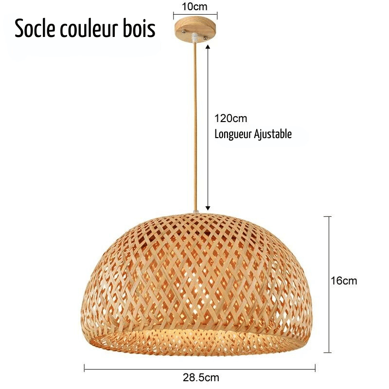 Lampe suspendue en bambou imitation rotin, tressé à la main - Habitat Bois Lumière