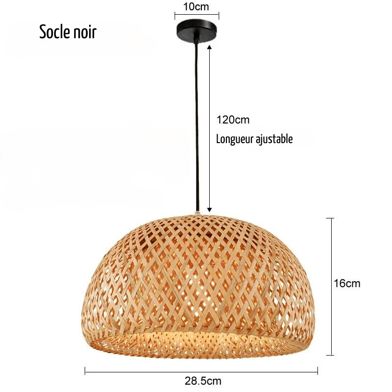 Lampe suspendue en bambou imitation rotin, tressé à la main - Habitat Bois Lumière