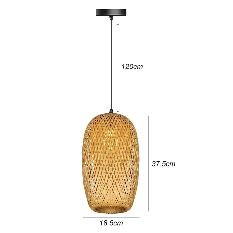 Lampe suspendue en bambou imitation rotin, tressé à la main - Habitat Bois Lumière