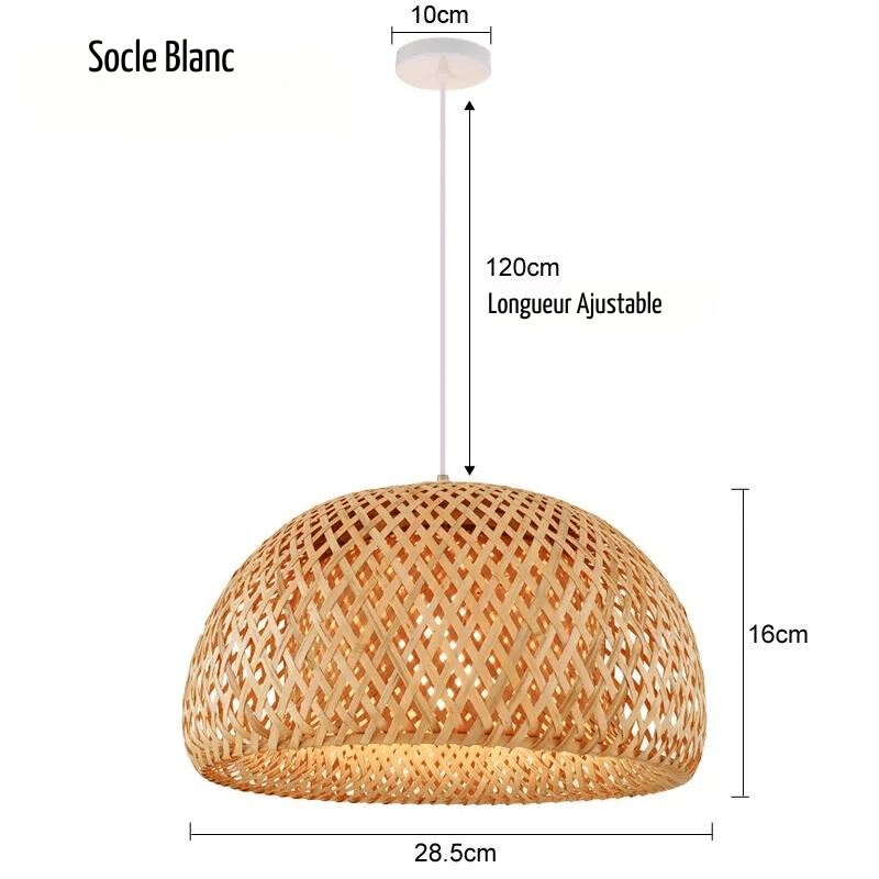 Lampe suspendue en bambou imitation rotin, tressé à la main - Habitat Bois Lumière