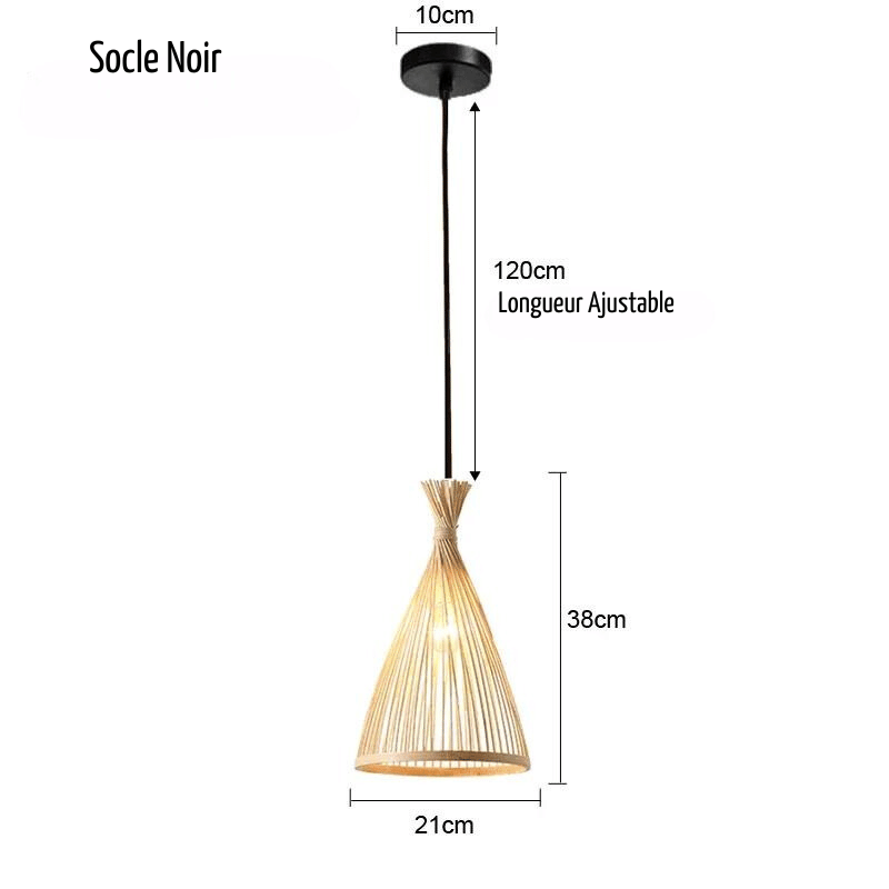 Lampe suspendue en bambou imitation rotin, tressé à la main - Habitat Bois Lumière