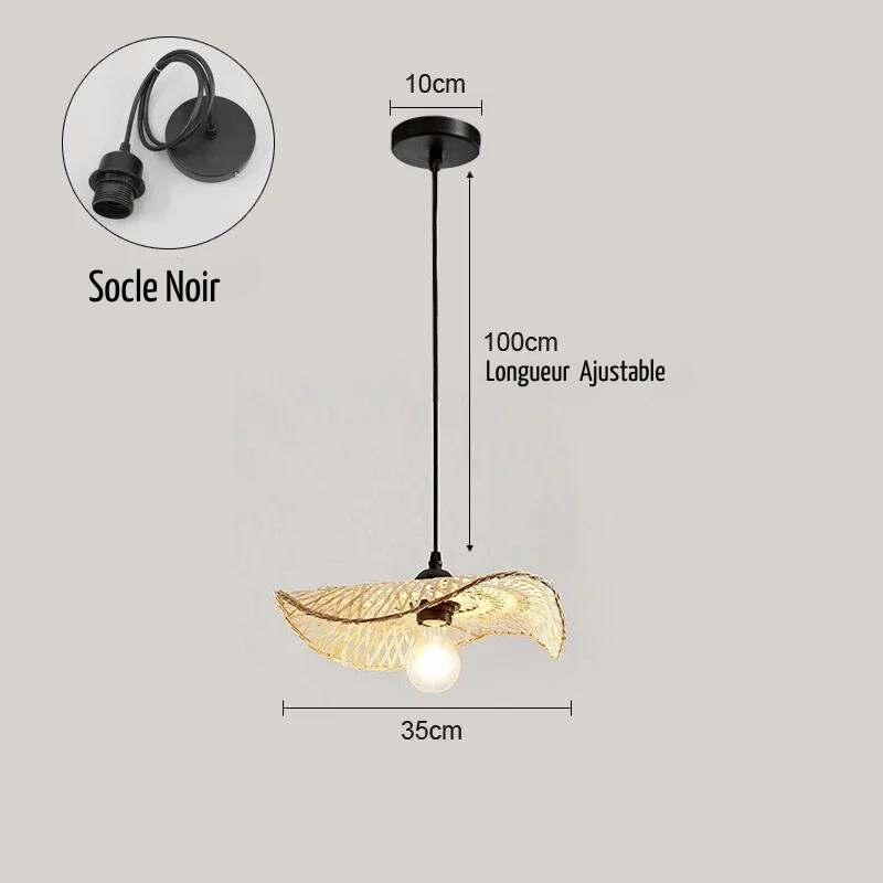 Lampe suspendue en bambou imitation rotin, tressé à la main - Habitat Bois Lumière