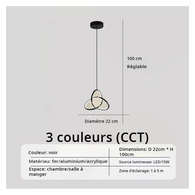 Lustre moderne à LED, disponible en 3 couleurs, conçu comme une œuvre d'art - Habitat Bois Lumière