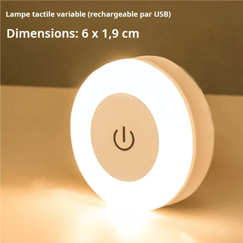 Mini veilleuse LED tactile, rechargeable, ou piles, avec base magnétique - Habitat Bois Lumière