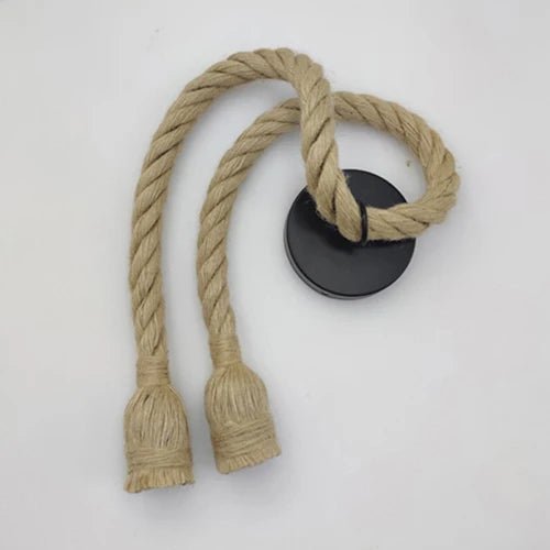 Suspension vintage en corde de chanvre, déco industrielle douille E27 - Habitat Bois Lumière