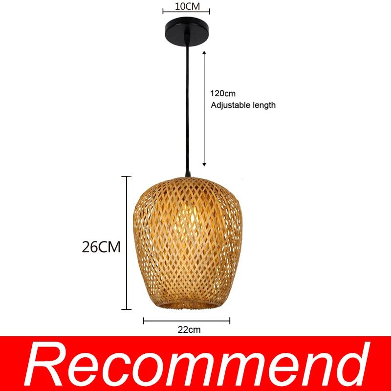 Suspensions en bambou tissé à la main, lustre de plafond style rotin - Habitat Bois Lumière