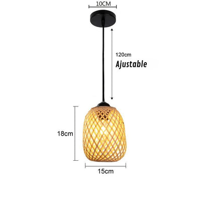 Suspension en bambou de style chinois, luminaire style rotin tressé