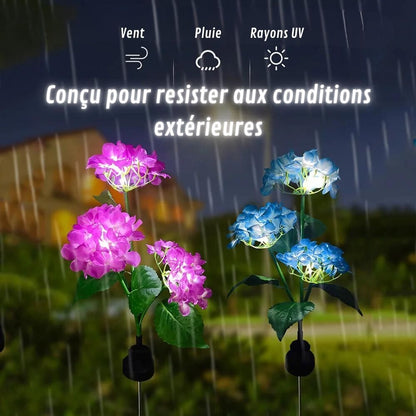 hortension solaire led conçu pour resister aux conditions extérieures