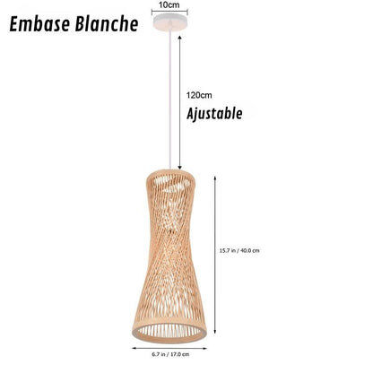 Suspension en bambou de style chinois, luminaire style rotin tressé