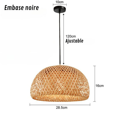 Suspension en bambou de style chinois, luminaire style rotin tressé