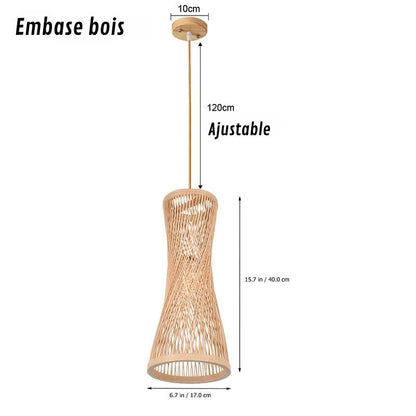 Suspension en bambou de style chinois, luminaire style rotin tressé