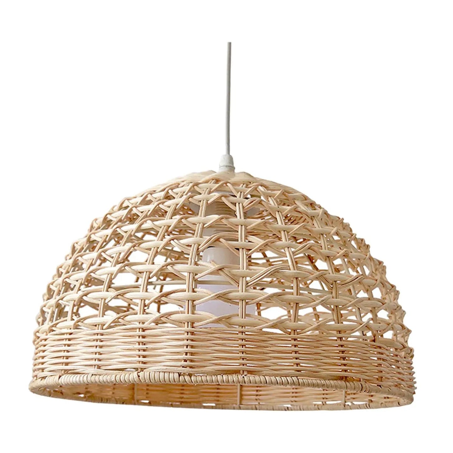 Abat-jour rotin naturel pour lustre, osier tissé luminaire suspendu. - Habitat Bois Lumière