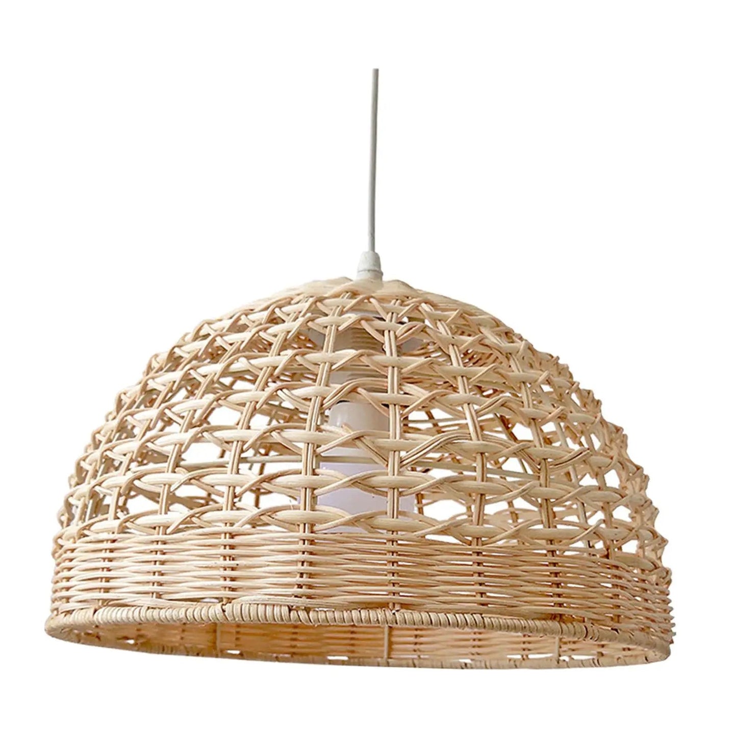 Abat-jour rotin naturel pour lustre, osier tissé luminaire suspendu. - Habitat Bois Lumière