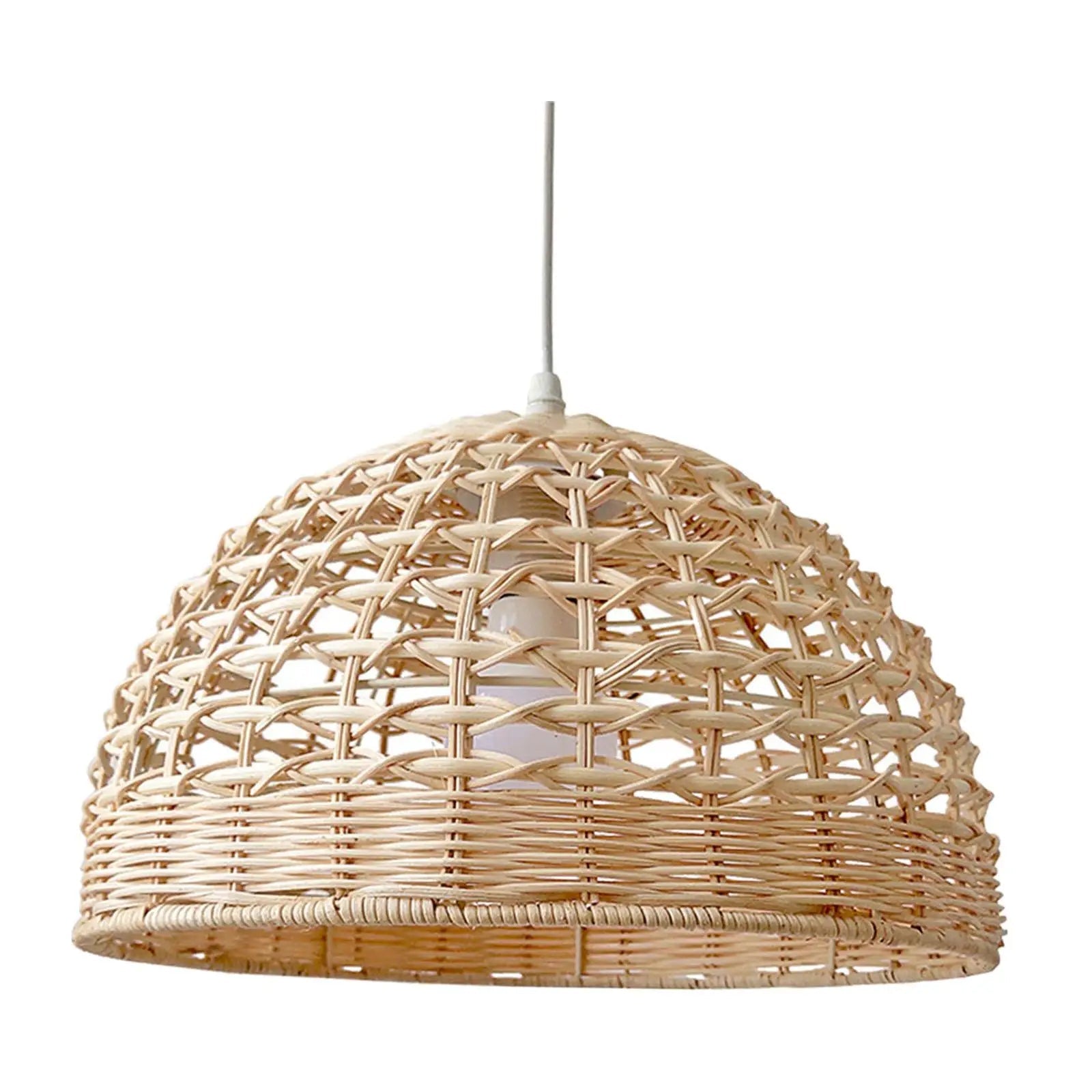 Abat-jour rotin naturel pour lustre, osier tissé luminaire suspendu. - Habitat Bois Lumière