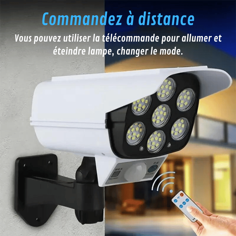 Lampe de sécurité solaire avec capteur de mouvement 77 LED, caméra factice - Habitat Bois Lumière