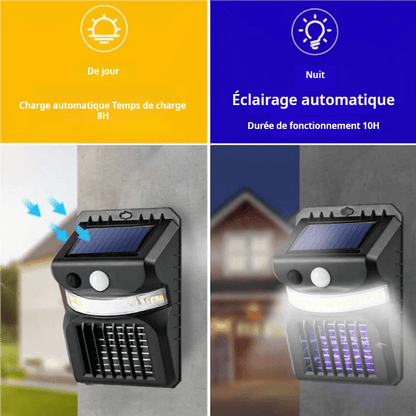 Lampe solaire extérieur LED avec capteur de mouvement et tue moustiques - Habitat Bois Lumière