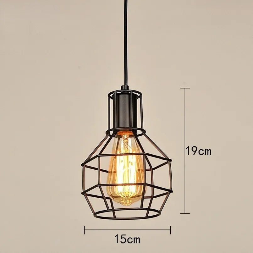 Lampe suspendue industrielle rétro en fer - Habitat Bois Lumière