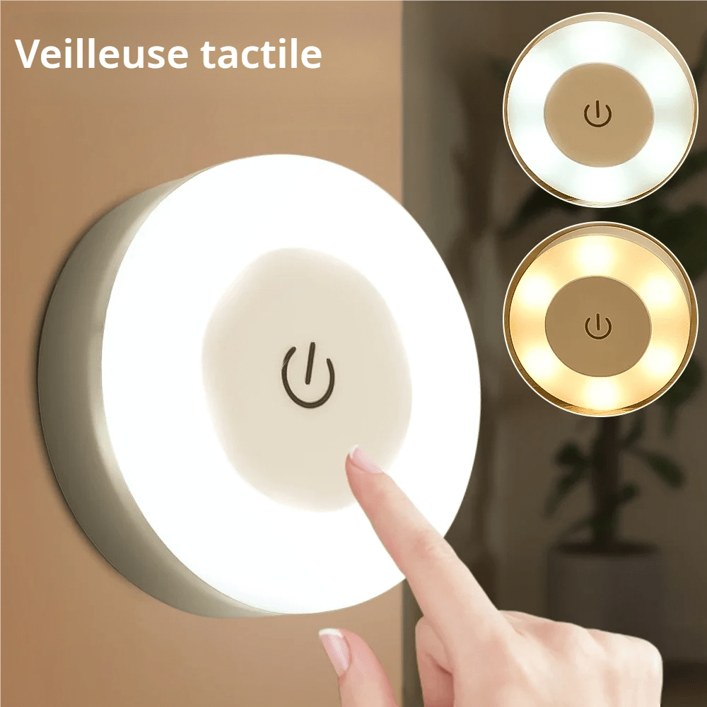 Mini veilleuse LED tactile, rechargeable, ou piles, avec base magnétique - Habitat Bois Lumière