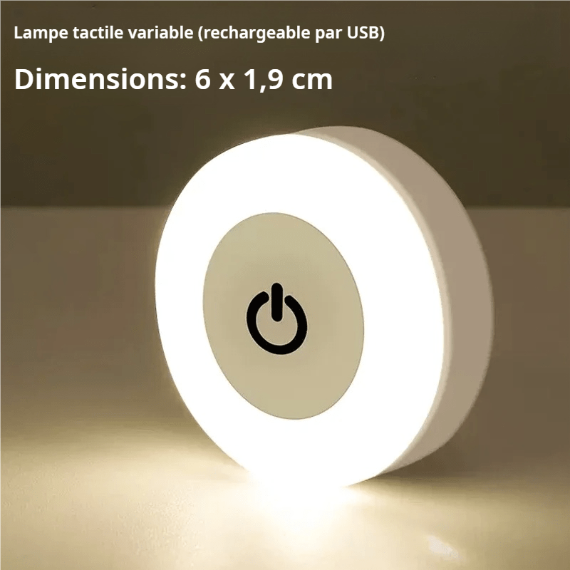 Mini veilleuse LED tactile, rechargeable, ou piles, avec base magnétique - Habitat Bois Lumière