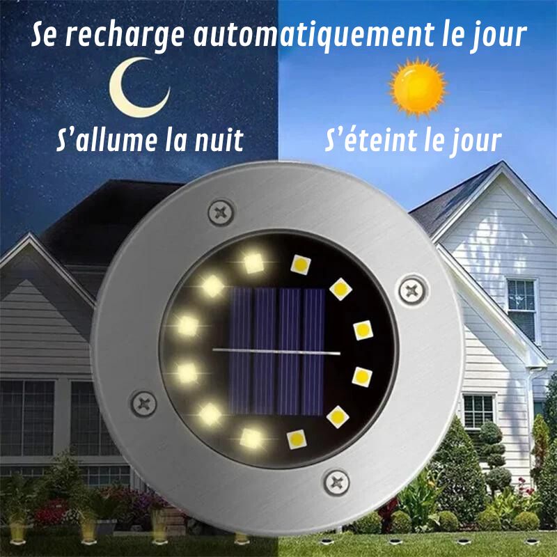 Spot solaire enterré de 8/20 LED pour l'extérieur - Habitat Bois Lumière