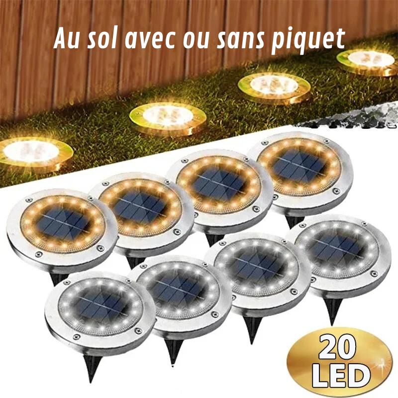 Spot solaire enterré de 8/20 LED pour l'extérieur - Habitat Bois Lumière