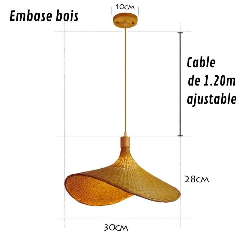 Suspension en bambou, tissée à la main , lustre style rotin - Habitat Bois Lumière