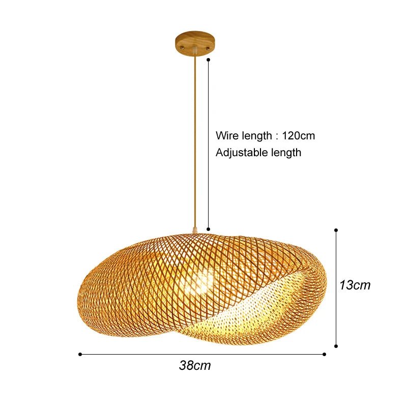 Suspension en bambou, tissée à la main , lustre style rotin - Habitat Bois Lumière