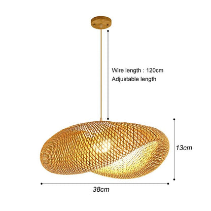 Suspension en bambou, tissée à la main , lustre style rotin - Habitat Bois Lumière