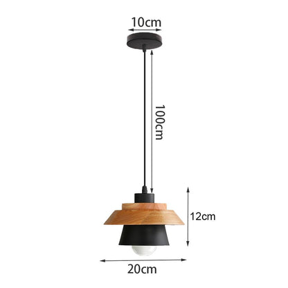Suspensions industrielles en bois, abat-jour E27, luminaires suspendus - Habitat Bois Lumière