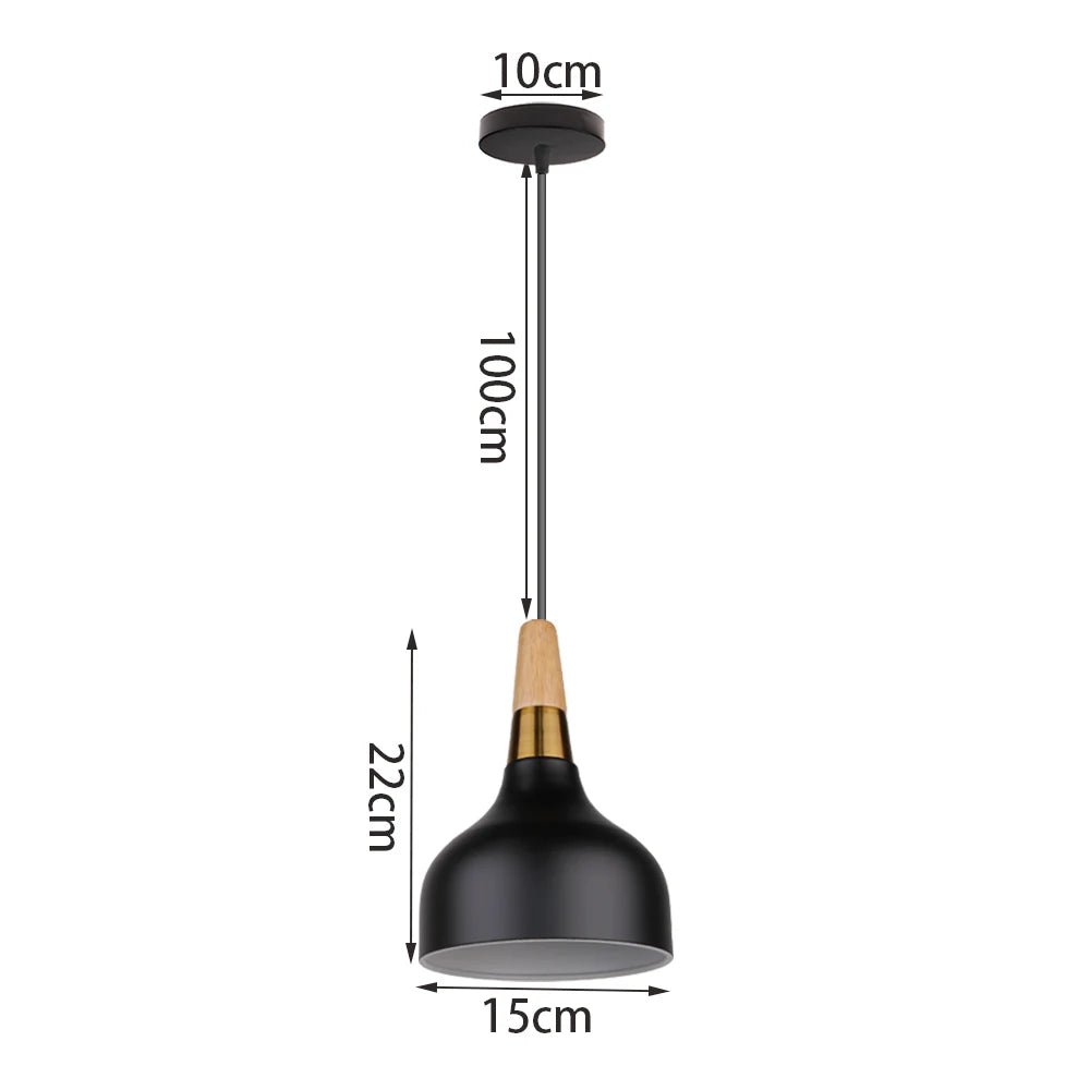 Suspensions industrielles en bois, abat-jour E27, luminaires suspendus - Habitat Bois Lumière