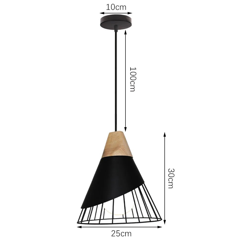 Suspensions industrielles en bois, abat-jour E27, luminaires suspendus - Habitat Bois Lumière